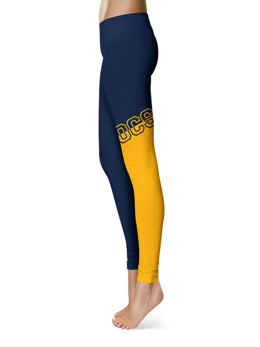 Tennessee Chattanooga MOCS Vive La Fete Game Day Collegiate Leg Color Block Women Navy Gold Yoga Leggings - Vive La Fête - Online Apparel Store