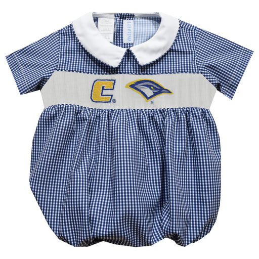 Tennessee Chattanooga Mocs Smocked Navy Gingham Short Sleeve Boys Bubble