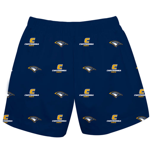 Tennessee Chattanooga Mocs Vive La Fete Boys Game Day All Over Logo Elastic Waist Classic Play Blue Pull On Short