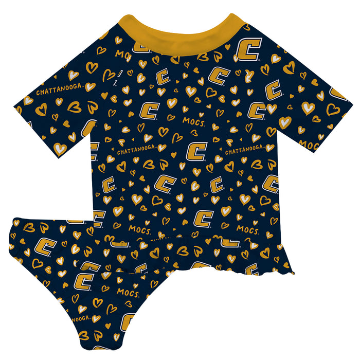 Tennessee Chattanooga Mocs Vive La Fete All Over Logo Blue Long Sleeve Bikini Set