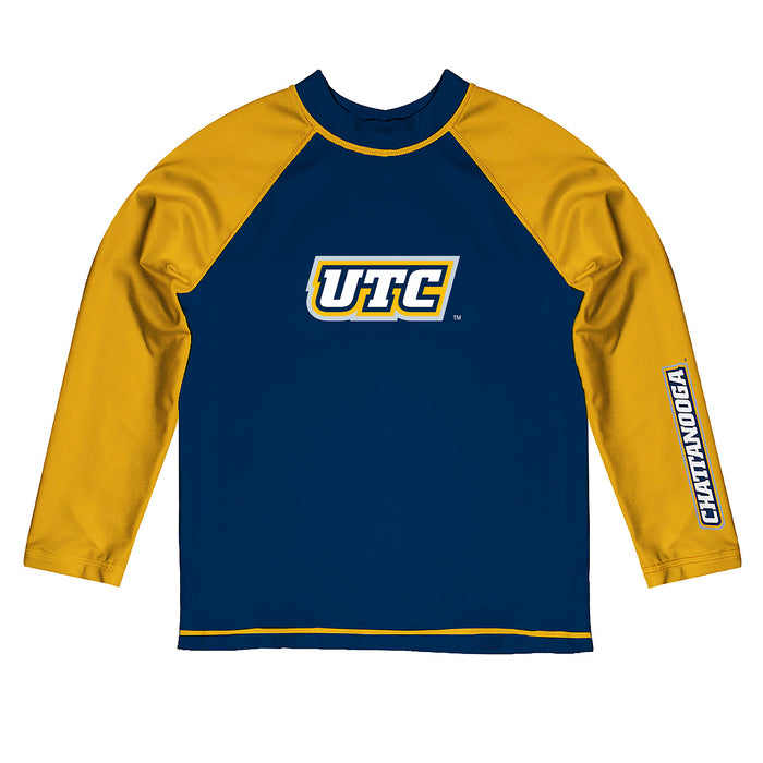 Tennessee Chattanooga Mocs Vive La Fete Logo Blue Gold Long Sleeve Raglan Rashguard