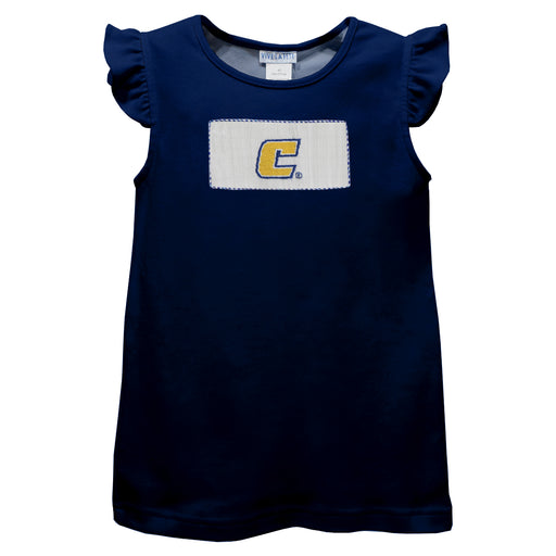 Tennessee Chattanooga Mocs Smocked Navy Knit Angel Wing Sleeves Girls Tshirt