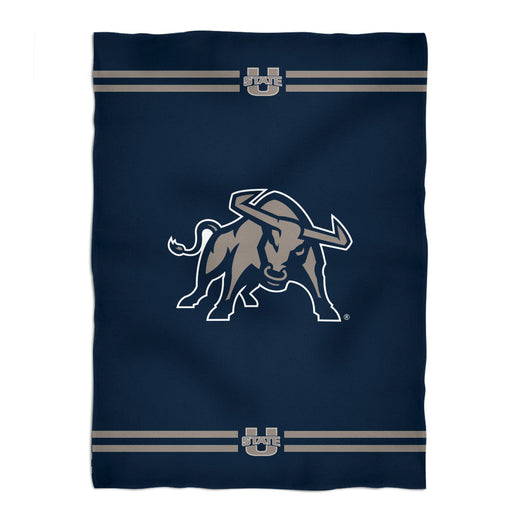 Utah State Aggies USU Vive La Fete Game Day Soft Premium Fleece Navy Throw Blanket 40" x 58” Logo and Stripes - Vive La Fête - Online Apparel Store