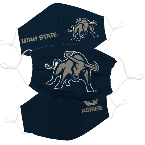 Utah State Aggies Face Mask Navy Set of Three - Vive La Fête - Online Apparel Store