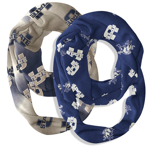 Utah State Aggies Vive La Fete All Over Logo Game Day Collegiate Women Set of 2 Light Weight Ultra Soft Infinity Scarfs