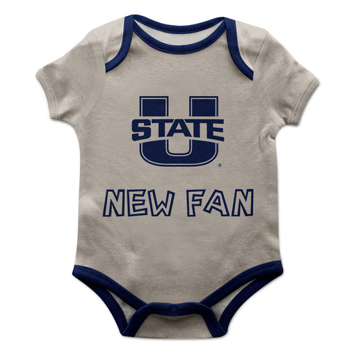 Utah State Aggies Vive La Fete Infant Game Day Gray Short Sleeve Onesie New Fan Logo and Mascot Bodysuit