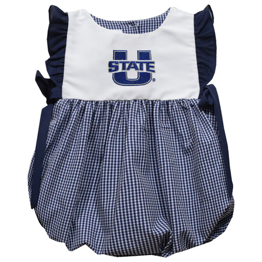 Utah State Aggies USU Embroidered Navy Gingham Bubble