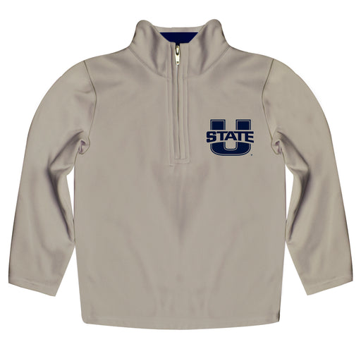 Utah State Aggies Vive La Fete Game Day Solid Gray Quarter Zip Pullover Sleeves