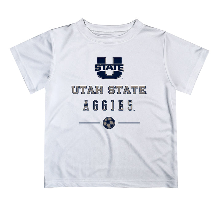 Utah State Aggies Vive La Fete Soccer V1 White Short Sleeve Tee Shirt