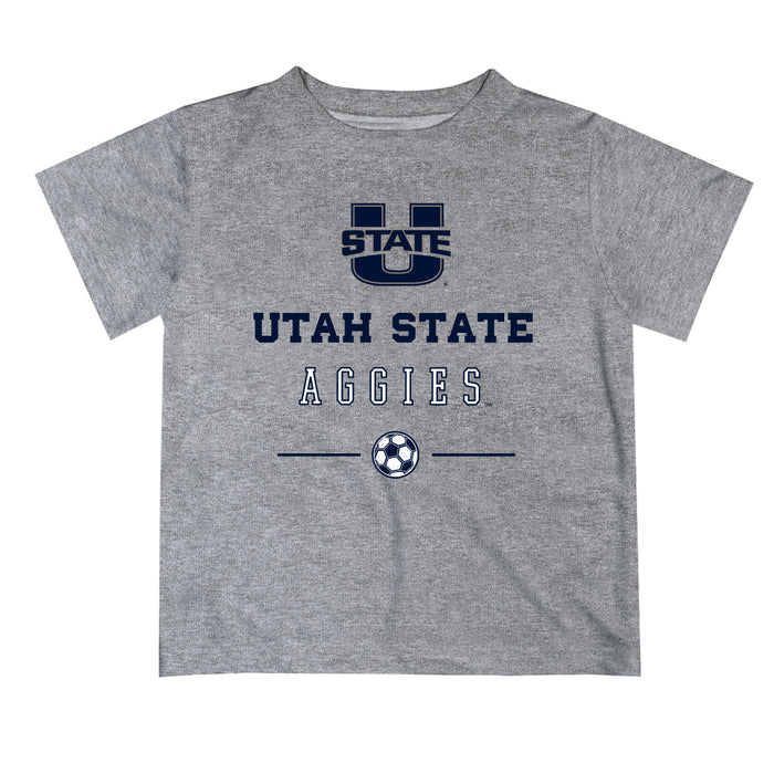 Utah State Aggies Vive La Fete Soccer V1 Heather Gray Short Sleeve Tee Shirt