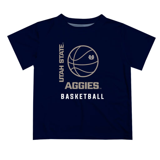 Utah State Aggies Vive La Fete Basketball V1 Blue Short Sleeve Tee Shirt