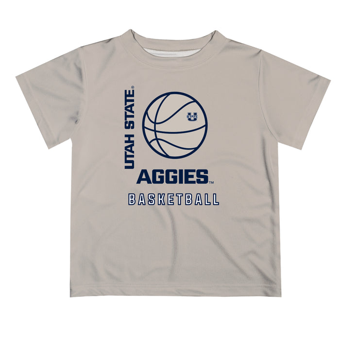 Utah State Aggies Vive La Fete Basketball V1 Gray Short Sleeve Tee Shirt