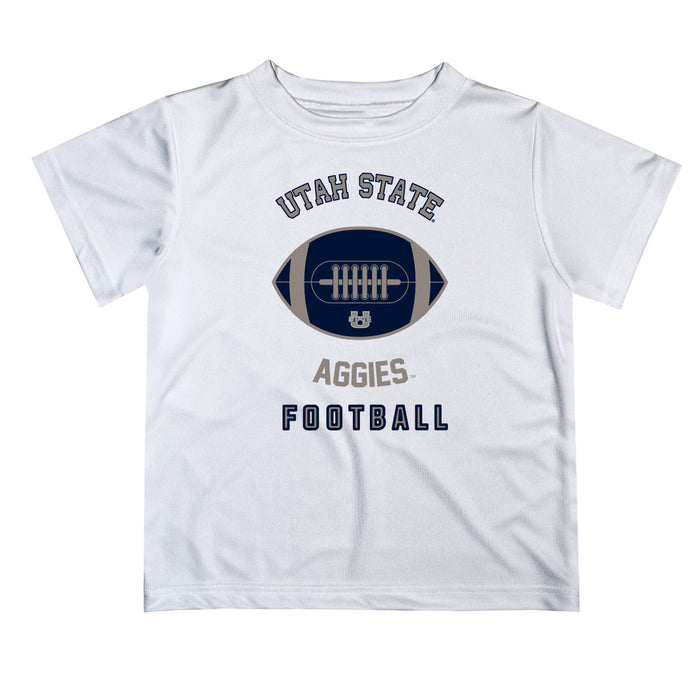 Utah State Aggies Vive La Fete Football V2 White Short Sleeve Tee Shirt