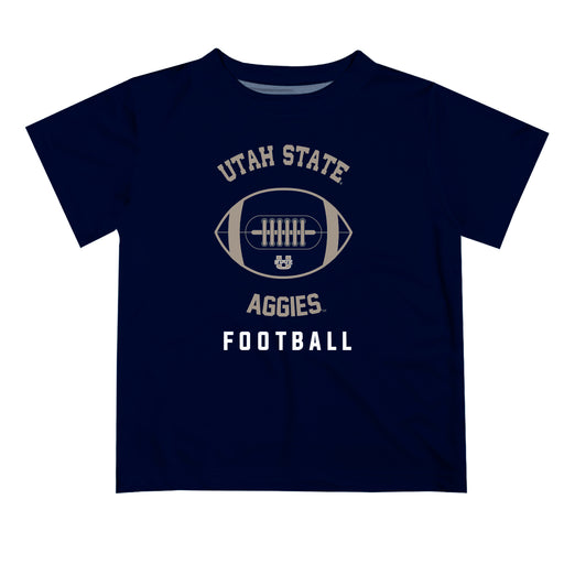 Utah State Aggies Vive La Fete Football V2 Blue Short Sleeve Tee Shirt