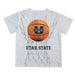 Utah State Aggies Original Dripping Basketball White T-Shirt by Vive La Fete
