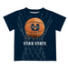 Utah State Aggies Original Dripping Basketball Blue T-Shirt by Vive La Fete