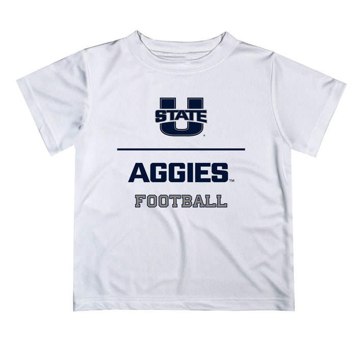 Utah State Aggies Vive La Fete Football V1 White Short Sleeve Tee Shirt
