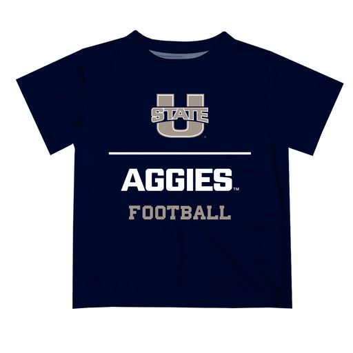 Utah State Aggies Vive La Fete Football V1 Blue Short Sleeve Tee Shirt