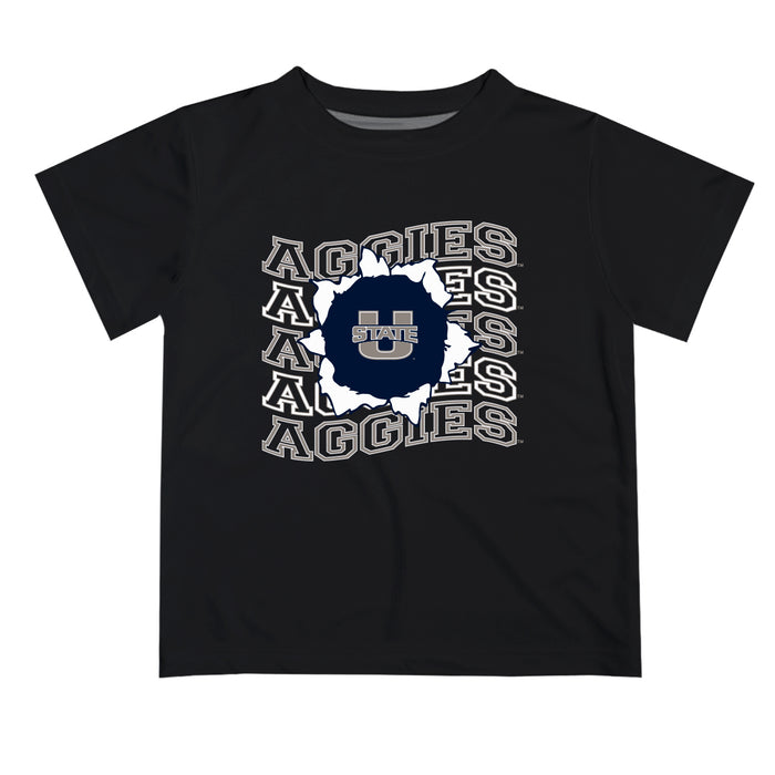 Utah State Aggies Vive La Fete Black Art V1 Short Sleeve Tee Shirt