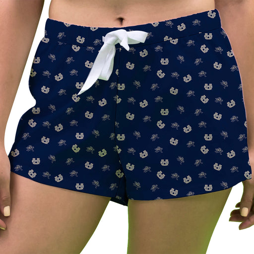 Utah State Aggies Vive La Fete Game Day All Over Logo Women Blue Lounge Shorts