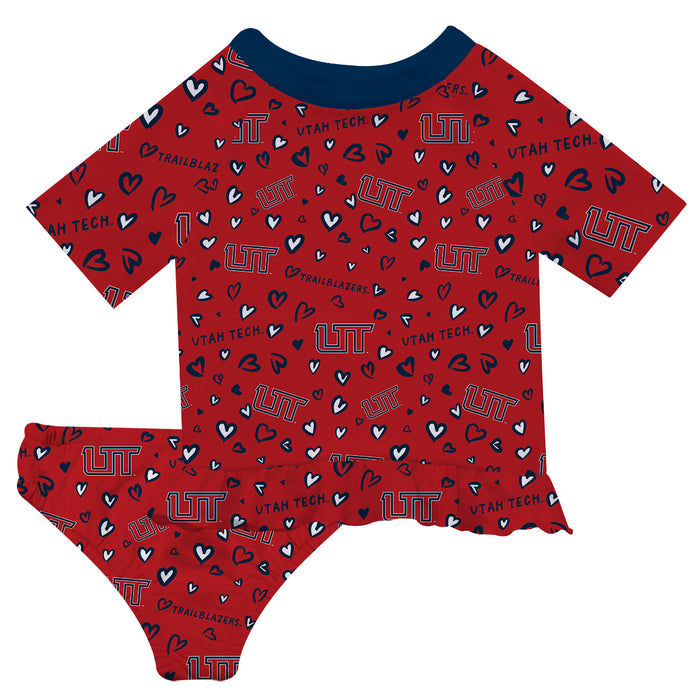 Utah Tech University Trailblazers Vive La Fete All Over Logo Red Long Sleeve Bikini Set