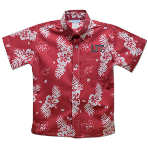 Utah Tech University Trailblazers Red Hawaiian Short Sleeve Button Down Shirt