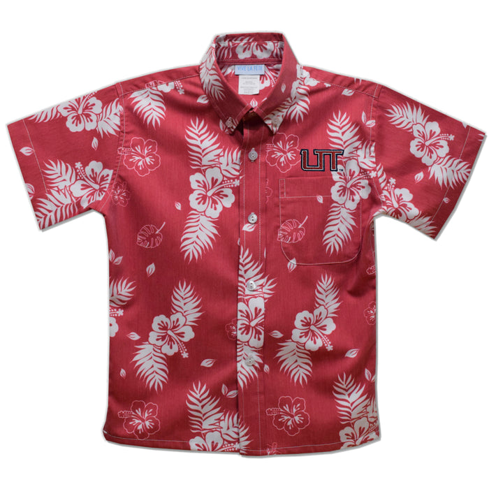 Utah Tech University Trailblazers Red Hawaiian Short Sleeve Button Down Shirt