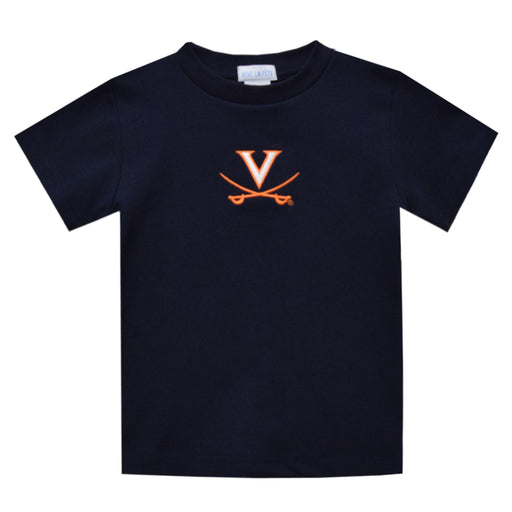 Virginia Embroidered Navy Knit Boys Short Sleeve Tee Shirt - Vive La Fête - Online Apparel Store