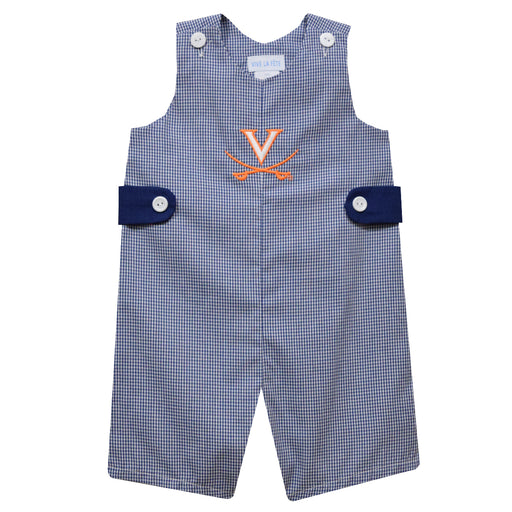 Virginia Embroidered Navy Gingham Jon Jon - Vive La Fête - Online Apparel Store