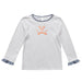 Virginia Embroidered White Knit Ruffle Girls Long Sleeve Tee - Vive La Fête - Online Apparel Store