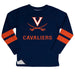 Virginia Cavaliers Stripes Navy Long Sleeve Fleece Sweatshirt Side Vents - Vive La Fête - Online Apparel Store