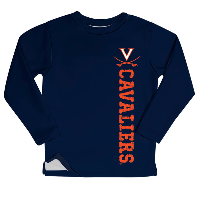 Virginia Cavaliers Logo Navy Long Sleeve Fleece Sweatshirt Side Vents - Vive La Fête - Online Apparel Store