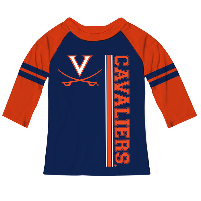 Virginia Cavaliers Navy Girls Tee Raglan Three Quarter Sleeve - Vive La Fête - Online Apparel Store