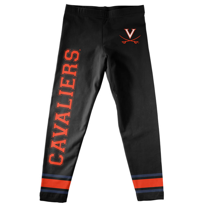 Virginia Cavaliers Verbiage And Logo Black Stripes Leggings - Vive La Fête - Online Apparel Store