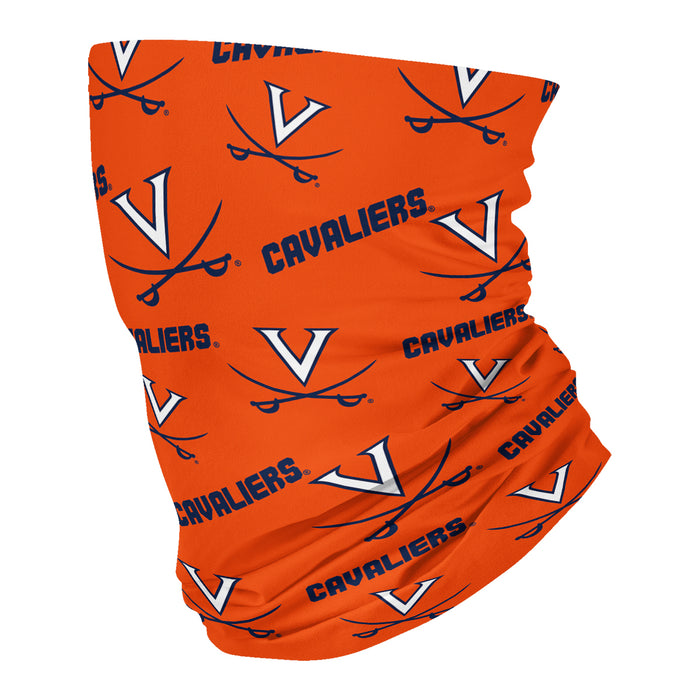 Virginia Cavaliers All Over Logo Orange Neck Gaiter - Vive La Fête - Online Apparel Store