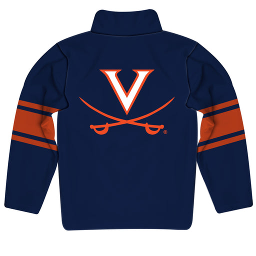Virginia Cavaliers Stripes Navy Long Sleeve Quarter Zip Sweatshirt - Vive La Fête - Online Apparel Store