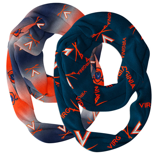 Virginia Cavaliers Vive La Fete All Over Logo Game Day Collegiate Women Set of 2 Light Weight Ultra Soft Infinity Scarfs