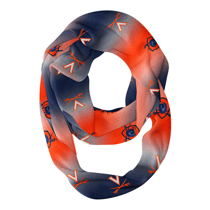 Virginia Cavaliers UVA Vive La Fete All Over Logo Game Day Collegiate Women Ultra Soft Knit Infinity Scarf