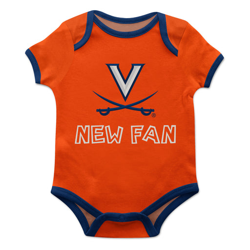 UVA Cavaliers Vive La Fete Infant Orange Short Sleeve Onesie New Fan Logo and Mascot Bodysuit