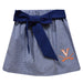Virginia Cavaliers UVA Embroidered Navy Gingham Skirt with Sash