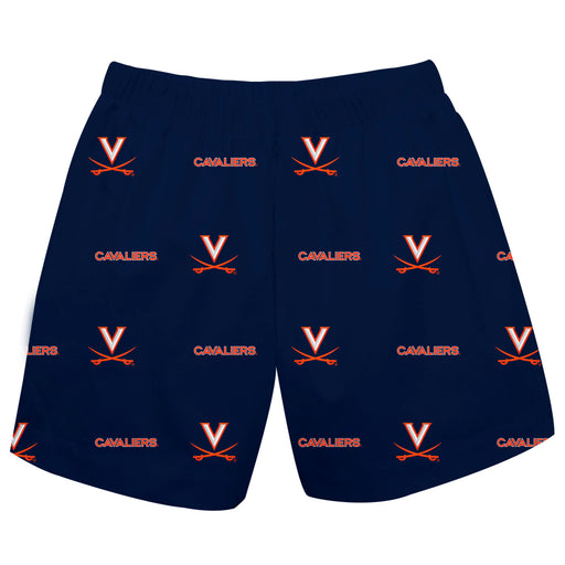 Virginia Cavaliers UVA Vive La Fete Boys Game Day All Over Logo Elastic Waist Classic Play Orange Pull On Short
