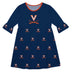 Virginia Cavaliers UVA Vive La Fete Girls Game Day 3/4 Sleeve Solid Blue All Over Logo on Skirt
