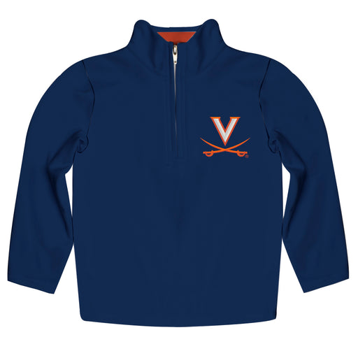 Virginia Cavaliers UVA Vive La Fete Vive La Fete Game Day Navy Quarter Zip Pullover Solid on Sleeves