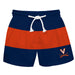 Virginia Cavaliers UVA Vive La Fete Navy and Orange Wide Stripes Swimtrunks 