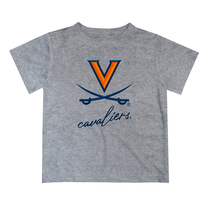 Virginia Cavaliers UVA Vive La Fete Script V1 Gray Short Sleeve Tee Shirt