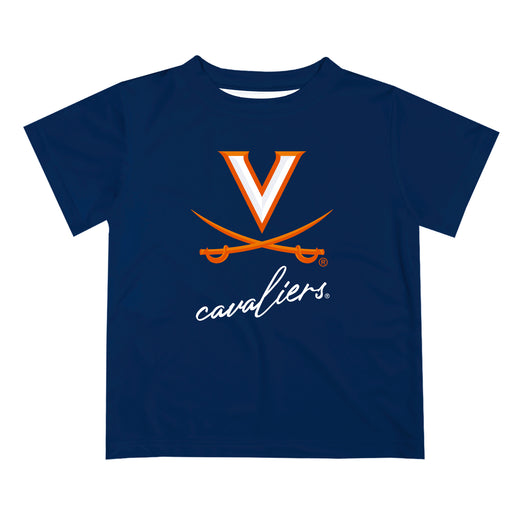 Virginia Cavaliers UVA Vive La Fete Script V1 Blue Short Sleeve Tee Shirt