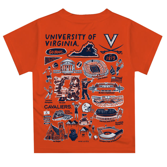 Virginia Cavaliers UVA Hand Sketched Vive La Fete Impressions Artwork Boys Navy Short Sleeve Tee Shirt - Vive La Fête - Online Apparel Store