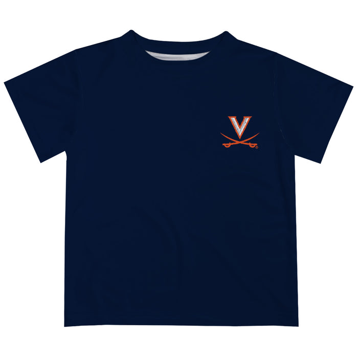 Virginia Cavaliers UVA Hand Sketched Vive La Fete Impressions Artwork Boys Navy Short Sleeve Tee Shirt