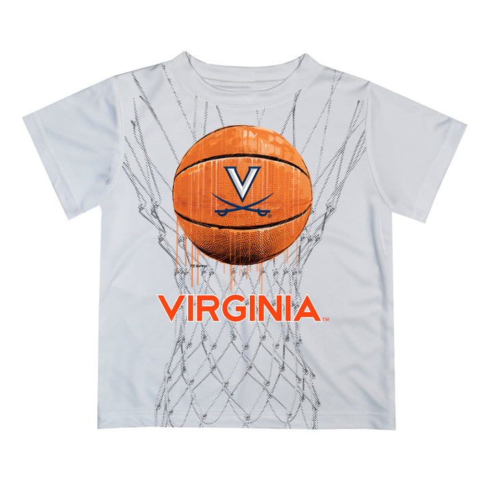 Virginia Cavaliers UVA Original Dripping Basketball White T-Shirt by Vive La Fete