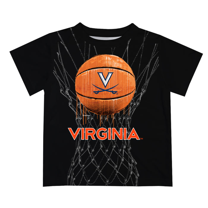 Virginia Cavaliers UVA Original Dripping Basketball Black T-Shirt by Vive La Fete